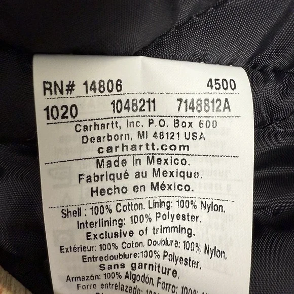 Carhartt Jacket COO3-BRN Brown Size 3XL Quilted Lined Chore Coat Canvas NWT - Picture 11 of 16